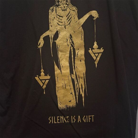 Next Level Men's L Black "Silence is a Gift" Graphic T-Shirt - Picture 1 of 4